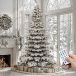 7.5FT Pre-lit Flocked Mountain Pine Christmas Tree With Remote & 550 Lights. Fixed Price $411.99.