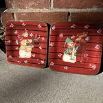 Noble Excellence Mates Christmas Square Salad Plate Snowman Bird/ Reindeer. Fixed Price $39.99.
