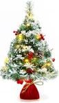 Sunnyglade 21.6 Inch Snow Flocked Christmas Tree Artificial Mini White,red. Fixed Price $37.42.