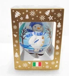 Italy Snowman Mouth Blown Glass Ball Ornament 3 Blue Hand Painted Christma. Fixed Price $17.95.