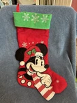 Christmas Minnie Mouse Plush Stocking Disney 17 Green Corduroy Holly Snowflakes. Fixed Price $29.95.