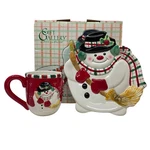 Fitz And Floyd Holiday Mug Plate Set Snowman # 800/7 New In Box. Fixed Price $19.99.