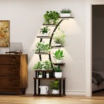 9-TIERED Indoor Plant Stand With Grow Lights, Wood Shelf For Home Office. Fixed Price $104.00.