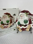 Fitz And Floyd Plaid Christmas Serving Plate 2063/125 Santa Canape New Box. Fixed Price $25.23.