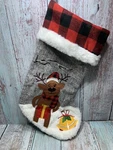 New 18 3D Deer & Present Christmas Stocking Burlap/flannel With Fur Trim. Fixed Price $7.98.