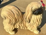 Large Vintage Pottery Pekingese Dog Figurine Statue Ceramic 13 Inch. Fixed Price $59.99.