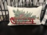 Pottery Barn Christmas Tree Sled Embroidered Lumbar Pillow. Fixed Price $65.00.