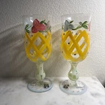 Tracy Porter Hand Painted Glass Wine Goblets With Flowers Design Set Of 4 New. Fixed Price $40.00.
