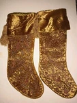 Two Embellished Sudha Christmas Stockings Beaded Tassel Gold Velvet Embroid*read. Fixed Price $60.00.