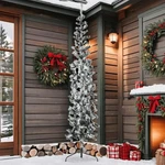 Christmas Tree Decor Slim Artificial Half Xmas With Flocked Snow Vidaxl. Fixed Price $56.99.
