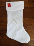 Nwt White Christmas Stocking Silver Letter Monogram Initial At Home 20". Fixed Price $11.99.