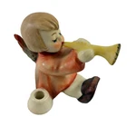 Goebel Angel With Horn Trumpet Candle Holder W. Germany Christmas Porcelain. Fixed Price $7.19.