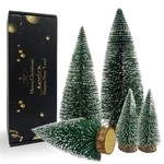 Desktop Miniature Christmas Trees Pine 5PCS With Snow And Wood Base.... Fixed Price $18.42.