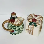Avon Nicholas Whimsical Christmas Covered Sugar Bowl & Creamer 2001 #F667661. Fixed Price $24.99.