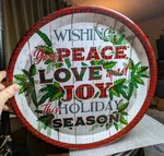 Set 3 New Christmas 14" Wishing Peace Love Joy Holiday Serving Plate Tray. Fixed Price $16.80.