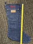 "terry" Wrangler Blue Jean Denim Christmas Stocking Pocket Western Cowboy. Fixed Price $9.95.