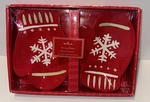 Hallmark Set Of 2 Red Mittens Ceramic Snowflake Serving Dishes Christmas 8 X 5. Fixed Price $20.00.