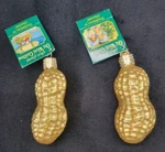 2 Pair Old World Christmas Blown Glass Ornaments, Peanuts, 3" New W/ Tags. Fixed Price $14.99.