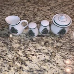 Evergreen Christmas 5 Piece Service Set Very Good Condition. Fixed Price $12.00.