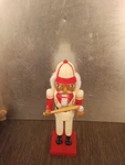 Northlight 8" Red And Blue Wooden Christmas Nutcracker Baseball Player With Bat. Fixed Price $15.00.