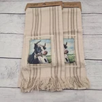2X Dairy Cow Kitchen Towels, Farmhouse, Country, Striped Towel, Pbk. Fixed Price $12.00.