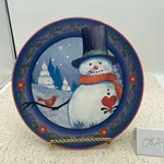 Jim Shore Winter Folk Snowman Decorative Plate 8 1/2 Certified International. Fixed Price $6.00.