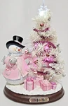 Pink Bradford Exchange Gift Of Hope Breast Cancer Snowman Tree Music/lights Work. Fixed Price $39.99.
