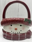 Ceramic Snowman Figural Basket Winter Holiday Serving Bowl Decor. Fixed Price $18.71.