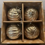 Set Of 4 Aman Glass Ornaments, Gold Metallic Finish Handmade India By Artisans. Fixed Price $9.99.