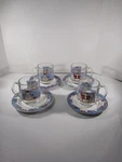 Debbie Mumm Sakura Snowman Stoneware 5 Saucers & Mugs Christmas 1998 Perfect. Fixed Price $30.00.