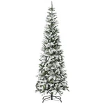 Homcom 7.5FT Unlit Snow-flocked Slim Pine Artificial Christmas 7FT 6IN, Green. Fixed Price $155.99.