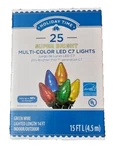 Holiday Time 25 Multi-color Super Bright C7 Led Lights, Green Wire Christmas. Fixed Price $14.95.
