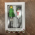 Nib Christmas Blown Glass Handle Cheese Knife Set - Tree Snowman Cute!. Fixed Price $12.00.