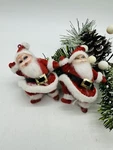 Flocked Dancing Santas Christmas Small Tree Ornaments Arrangement Decor. Fixed Price $22.99.