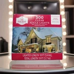 Holiday Time 300 Ct Clear Icicle Christmas Lights White Wire 18 Ft New. Fixed Price $39.99.
