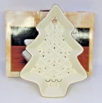 Formalities Baum Brothers Christmas Tree Candy Dish Tray Ivory Gold Star 3/8". Fixed Price $16.95.