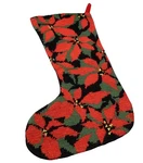 Crate & Barrel Needlepoint By Hand Christmas Stocking Poinsettia Red Wool 15. Fixed Price $15.00.
