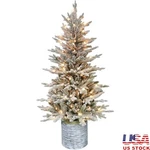 Prelit Flocked Christmas Tree W/ 70 Clear Lights Indoor Safe Durable Design New. Fixed Price $280.49.