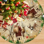 Christmas Tree Skirt, 48 Inch Xmas Mat Vintage Santa Deer Merry. Fixed Price $15.30.