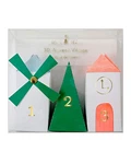 Meri Christmas Paper 3D Advent Village Calendar Kit Boxes Gift Present New. Fixed Price $19.99.