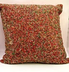 Pier One Holiday Christmas Beaded Throw Pillow 12" X W/ Red Satin Backing. Fixed Price $18.00.