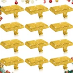 Metal Christmas Stocking Holders 12 Pcs Shiny Mantle Heavy Duty Hangers Gold. Fixed Price $44.95.