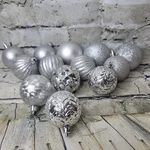 Vickerman Various Size Silver Glitter Embossed Christmas Ball Ornaments Lot 12. Fixed Price $19.00.