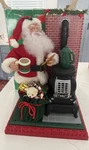 Vintage 94 Christmas Holiday Scene Santa Figurine Pot Belly Stove Indoor Decor. Fixed Price $35.00.