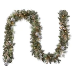 National Tree Co 9 Ft Pre-lit Clear Wintry Pine Flocked Christmas Garland Nib. Fixed Price $60.00.