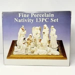 Fine Porcelain Nativity 13 Pc Set (white, Gold) With Mirror Tray Galleria XPN-60. Fixed Price $34.97.