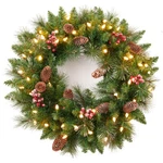 Amaoasis Pre-lit Christmas Wreath, Decorated Frosted Berries, 24INCH, Green. Fixed Price $63.99.