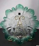 Mikasa Christmas Story Spruce Ruffled Clear Glass With Green Edge Plate 13 1/2". Fixed Price $15.00.
