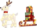 Christmas Yard Decoration, Pre-lit Reindeer & Gift Sled Standing Ornament With 5. Fixed Price $63.99.