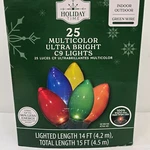 Holiday Time - 25 C9 Multicolor Led Ultra Bright Lights Green Wire Christmas. Fixed Price $6.95.